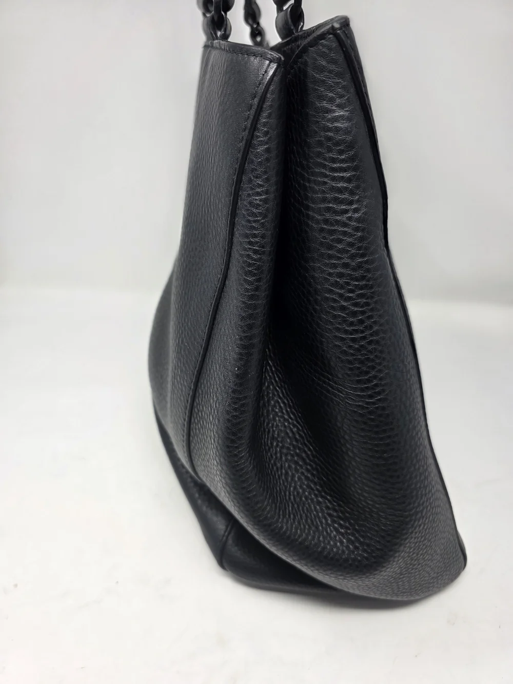 Dagne Dover Black Pebbled Leather Allyn Work Tote Laptop Bag With Shoe Bag
